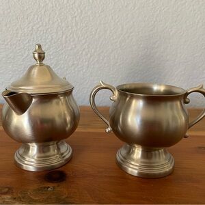 F.B. Rogers Pewterlite Cream & Sugar